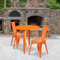 Flash Furniture CH-51090TH-2-18CAFE-OR-GG 30" Round Metal Table Set in Orange
